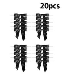 20 件缎带黑色蝴蝶结装饰，预制粉色扭结蝴蝶结，用于礼品包装黑色蝴蝶结，礼品袋派对礼品婚礼装饰 - 彩色 - 查看 10