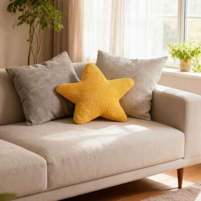 1 pezzo Cuscino decorativo in peluche fatto a mano a forma di stella e luna, adatto per soggiorno, camera da letto e altre decorazioni per la casa, cuscino per divano da interno, cuscino decorativo per la casa in tutte le stagioni