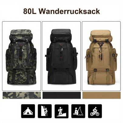 Mochila multifuncional de grande capacidade de 80L para caminhadas, esportes, acampamento, caminhadas ao ar livre, mochila de viagem