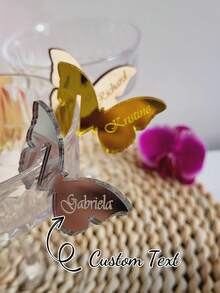 个性化圣诞饮料标签酒杯饰物蝴蝶饮料饰物定制葡萄酒婚礼酒会名称饮料标签姜饼圣诞餐桌装饰饮料装饰座位卡酒饰物晚宴派对装饰 - 彩色 - 查看 3