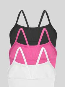 6pcs/Pack Girls Casual Fashion Camisole Bra And Simple Seamless Comfortable Briefs Set