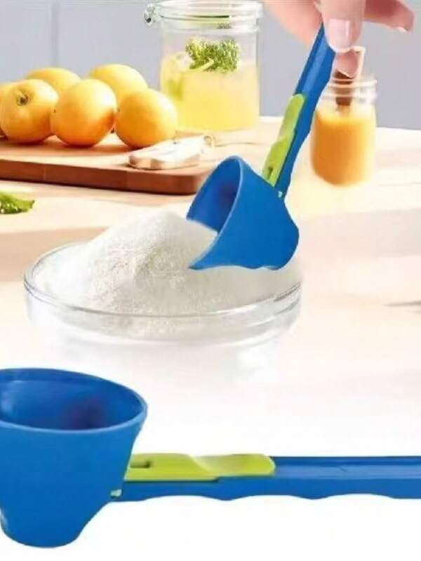 2 piezas Embudo medidor sin desorden, Cuchara deslizante creativa para polvo de proteínas, Cuchara para café a prueba de fugas