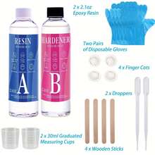 122 Epoxy Resin Kit Clear For Resin Molds, Resin Epoxy Starter Kit, Including Resin And Hardener, Epoxy Resin Crystal Clear-Not Yellowing And No Bubble Self Leveling Easy Mix 1:1 Casting & Coating For DIY Jewelry Making Of The Art Resin & Epoxy Resin - 122ml/4.2oz(2.1oz A+2.1oz B) - View 8