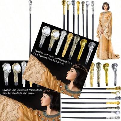 King Cobras Cane Egyptian Staff Scepter For Emperors Halloween Cosplay Costume Accessory Props King Scepter