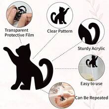 8Pcs Acrylic Wine Glass Tags Purple Butterfly Pink Bowknot Cat Rose Pink Cherry Blossoms Drink Markers For Cups Reusable Blank Drink Charms For Birthday Wedding Party Decoration Accessory - 貓 - 查看 3