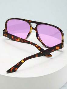 1pc Unisex Square Large Frame High-Quality Stylish Glasses, Suitable Driving, Casual, Holiday Travel, Party And Daily Use CHW9 - sss龜殼框紫色錠劑 - 查看 6