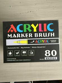 168/120/80/60色丙烯马克笔，软头彩色笔，学生美术用品，学生艺术专业绘画，岩石画，木材，石头，玻璃，陶瓷，纺织品绘画，DIY工艺品，返校季，圣诞礼物，12/24/36/48支装 - 彩色 - 查看 7