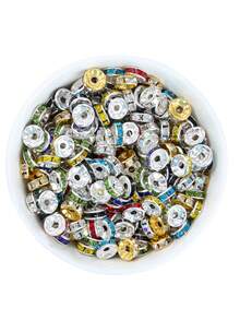 50/100/200Pcs 8mm Christmas Rhinestone Glass Spacer Beads For DIY Jewelry Making, Suitable For DIY Bracelets Necklaces And Craft Gifts, Christmas Gifts