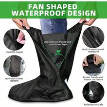 Cubrezapatos Impermeables, Impermeables Reutilizables y Plegables, Cubrezapatillas Antideslizante para Botas de Lluvia con Reflector, Hombres Mujeres Ropa de Lluvia - 2XL - Ver 4