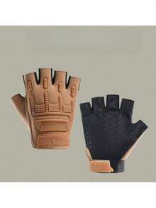 A Pair Of Family Fitness, Finger-Opening PU Motorcycle Riding Gloves, Punk Hip-Hop PU Gloves, Outdoor Riding Gloves, Half-Finger Gloves, Motorcycle Gloves, Durable Fitness Gloves, Outdoor Sports Mountaineering Gloves For Gym Training