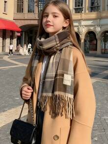 12-16 Years Old Autumn And Winter Plaid Scarf Boys And Girls Winter High-End New Style All-Match Warm Couple Neck Shawl Korean Style - Multicolor - View 3