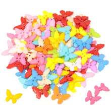 100PCS Resin Butterfly Buttons 2 Holes Buttons Animal Buttons Plastic Sewing Buttons Decorative Buttons For Skirts Gloves Sweaters Shirts Hats Scarves Headbands Craft Projects - 豐富多彩的 - 查看 1