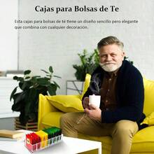 Caja para T con 8 Compartimentos con Tapa Abatible, Organizador de Te para Infusiones, Bolsas de T, Sobres de Caf y Azcar, Porta Te de Acrilico para Nevera, Armario, Despensa, Encimeras de Cocina - sin tapa - Ver 8