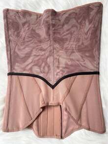 1pc Women's 25 Bone Waist Training Corset With 4-Layer High Compression For Slimming Waist And Tummy Control Belt, Sports - 摩卡棕 - 查看 9