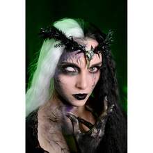 MOSTORY Gothic Black Feather Crown - Witch Headpiece Elf Raven Headband Fairy Circle For Witch Outfit Renfaire Halloween Cosplay Dark Wedding Renaissance Costume Women{"Color_name":"Black-Feather"} - 黑羽 - 查看 4