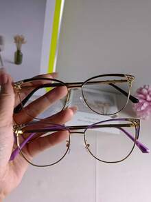 New Arrival Cat Eye Metal Frame Glitter Decor Women's Glasses, Unique Fashion Design - Multicolor - View 10