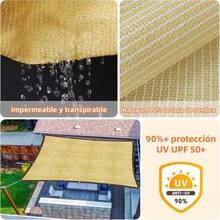 Malla Sombreadora, Toldo Rectangular, Lonas para Exteriores, Sombra Toldo para Jardin, 98 Sombra Exterior, Polietileno Alta Densidad para Patio Jardn, Piscina y Actividades al Aire Libre Negro, 4*6 - Beige + 4*6 - Ver 8