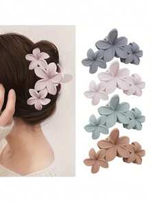 4 pezzi/2 pezzi Fermagli per capelli a fiore, 3 fermagli a pinza a fiore per acconciature raccolte, fermagli per capelli opachi di alta qualità, accessori per capelli di moda per le donne, fermagli per capelli invernali
