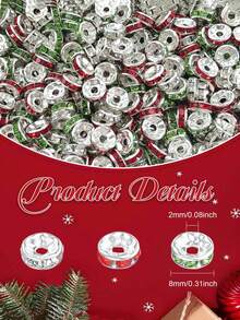 50/100/200Pcs 8mm Christmas Rhinestone Glass Spacer Beads For DIY Jewelry Making, Suitable For DIY Bracelets Necklaces And Craft Gifts, Christmas Gifts