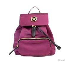 Versace Medium Dahlia Nylon Medusa Pendant Drawstring Backpack Bookbag Bag - Màu Đỏ Sâu - Xem 1