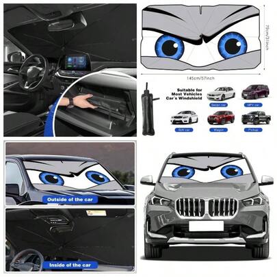 Paraguas para Parabrisas de Coche Mejorado, Parasol para Parabrisas Delantero, Paraguas Plegable para Bloquear los Rayos y proteccin el Calor, 57x 31 Pulgadas