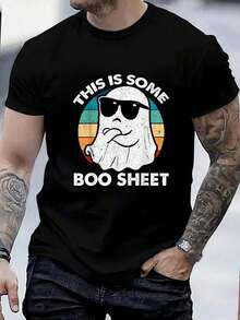 This Is Some Boo Sheet Cool Ghost Funny Halloween Costume T-Shirt - 100% Cotton Summer Clothes For Men, Perfect For Daily Wear, Hiking, And Travel - Black - View 6