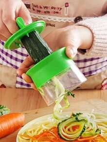 1 pieza/2 piezas Rallador espiral multifuncional de cocina, pelador y espiralizador rotativo de zanahoria y pepino, cortador de verduras, adecuado para restaurantes. Manual con cuchillas de acero inoxidable para rallar frutas, herramienta de cocina multifuncional, fácil de usar, diseño desmontable, adecuado para zanahorias, pepinos, patatas, etc., disponible en 4 temporadas, perfecto para regalos de Navidad, Halloween, Nochebuena, cumpleaños