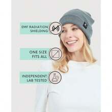 Radia Smart Winter Beanie Grey EMF Protection RF Blocking 5G And EMF Shielding Grey Large