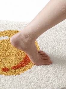 1pc Cartoon Egg Bathroom Rug, Soft Absorbent Bath Mat Accessories, Non-Slip Backing Carpet And Machine Washable, Suitable For Living Room, Vanity, Bathtub, Shower, Sink, Khaki, Thickened & Plush Entryway Decor Bathroom Kitchen Decor, Laundry Room, Festival Decor Room, Entryway Rug, Runner Rug, Autumn, Winter, Bedroom Decoration, Autumn Decor, Carpet, Halloween, Thanksgiving, Christmas Decoration