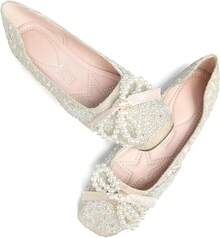 SAILING LU Square Toe Flats Shoes Rhinestoned Bowknots Ballet Flats For Women Studded Dress Shoes Comfort Light Weight LoafersChristmas - D-杏 - 查看 12