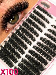 全新192片/12排柔软仿貂毛假睫毛，长度0.05毫米，长度从2毫米到18毫米不等。3D俄罗斯卷翘假睫毛，黑色加长型，适合节日、派对、万圣节、角色扮演等场合。佩戴舒适，单片假睫毛，单根假睫毛，假睫毛。睫毛簇。 - D - 查看 6