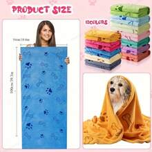 50x100cm/19,68x39,37 Zoll Superweiches Mikrofaser Hundeputztuch, Schnelltrocknend Haustier Badetuch geeignet für kleine, mittlere, große Welpen & Kätzchen - leuchtende Farben, Pfoten-, Knochen-Design