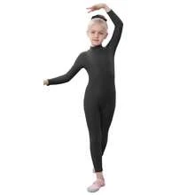 YgneeDom Kids Girls One Piece Spandex Unitards, Long Sleeve Turtleneck Unitard, Full Body Catsuit, Dance Leotard Costumes{"Color_name":"Black","Size_name":"X-Smal"} - Black - 查看 1