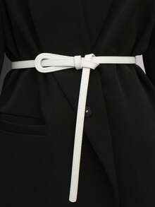 1 条女士腰带结饰 PU 腰带时尚百搭外套连衣裙毛衣套装大衣腰带夏季、学校秋季、秋季、万圣节 - 白色 - 查看 14