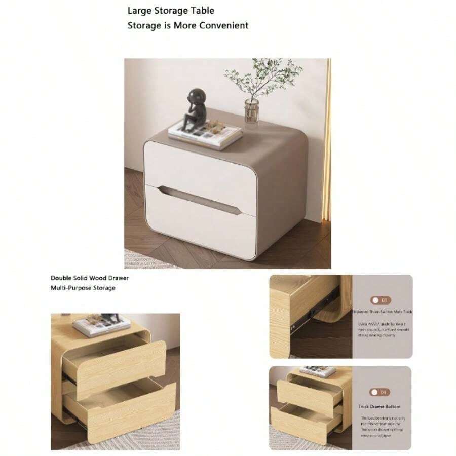 Modern Night Stand, Multifunctional Storage Bedside Cabinet Sofa Side Table Nordic Bedside Table with 2 Drawers Living Room, Bedroom and Small Spaces Color: D, Size: 50 * 37 * 48cm - 45*37*48cm + F - Ver 1