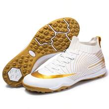 1 双高帮足球鞋，适合成人、学生和青少年，用于户外竞技运动，适用于人造草坪、沙地、天然草坪和室内球场，系带设计，男女皆宜 - 白色 - 查看 17