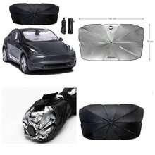 2025 Paraguas para parabrisas de coche, plegable, bloqueador de calor y, visualizacin frontal para coches, SUV, camiones, fcil de instalar, 55x 31 pulgadas, altamente duradero - Plata/Negro - Ver 1