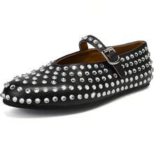 Arqa Mesh Ballet Flats For Women Buckle Strap Comfy Mary Jane Flats Fishnet Causal Daily Dress Ballerina Flat ShoesChristmas - 黑色 - 查看 12