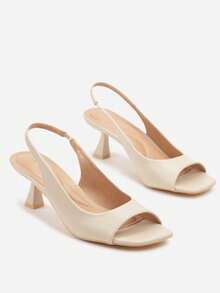 Women's Casual Solid Color Comfortable High Heel Sandals For Daily Wear, Summer - Beige - View 5