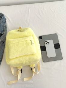 1 Stück modischer, süßer Rucksack aus Plüschmaterial mit Reißverschlussdesign, Umhängetasche, die perfekte Wahl für Herbst und Winter, geeignet für Outdoor-Aktivitäten, Reisen, Wandern, Urlaub von Frauen & Mädchen