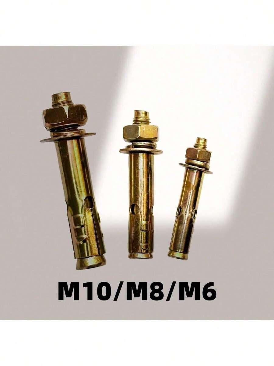 10 piezas/20 piezas Pernos de expansión de acero galvanizado, tornillos de expansión de cabeza hexagonal talla grande largos con recubrimiento de zinc de color