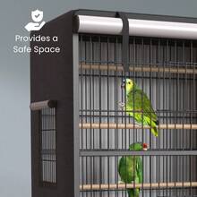 KNUTI Universal Bird Cage Cover Good Night Blackout 51" X 38" X 23.5" Inch Thin Lightweight Breathable Small Animal Cages Cover Pet Removable Durable Protector Black - As Pic - View 5