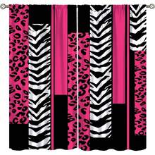 Leopard Zebra Curtains For Bedroom Living Room  Cheetah Pink White Black Curtains Animal Print Darkening Dreapes  Window Treatments Geometry 28x40i - Giáng sinh-1 - Xem 1