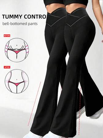 2 Packs Women's Flared Jogger Pants, Retro Cross Yoga Leggings For Spring/Summer, High-Waisted Wide-Leg Running Tights, Versatile Loose Fit For All Seasons