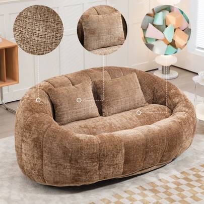 Bean Bag Sofa, Lazy Sofa, Durable And Comfortable, High Back Bean Bag Chair For Adults And Children, Indoor And Outdoor, Soft Lounge Chair (Black Chenille)