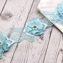 1 Yard Ren Organza Hoa Ngọc Trai Rộng 8cm, Chất Liệu May Thủ Công Bằng Ruy Băng Satin Thêu - Nhiều màu - Xem 3