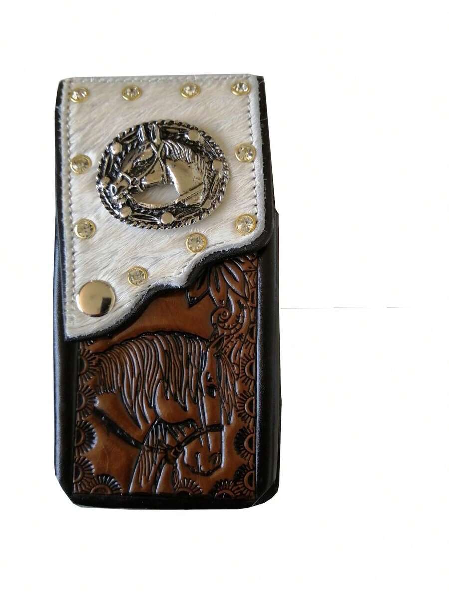 FUNDA VAQUERA DE PIEL GENIUNA MODELO CABALLO MARRÓN - Marrón Chocolate - Ver 1