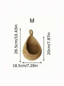 1pc Hand Woven Wall Basket, Natural Linen Storage Basket, Bohemian Style, Creative Wall Storage Bag, Teardrop Shape, Garden Plant Pot Container, Store Fruits, Vegetables, Garlic And Onion, Flowers, Kitchen Decoration, Garden Decoration, Suitable For Home Living Room And Kitchen Decoration With Natural Touch, Craft Basket, Wedding Gift Decoration Basket. - Brown - View 17