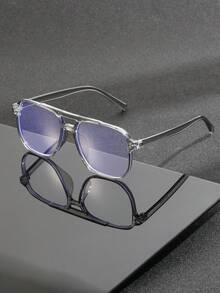 1 Pair Men's Retro Double Bridge Aviator Frame Fashion Glasses, Suitable For Fashion Outfits, Party Decoration, Outdoor Travel, Beach Vacation, Cycling, Driving, Outdoor Sports, Daily Use