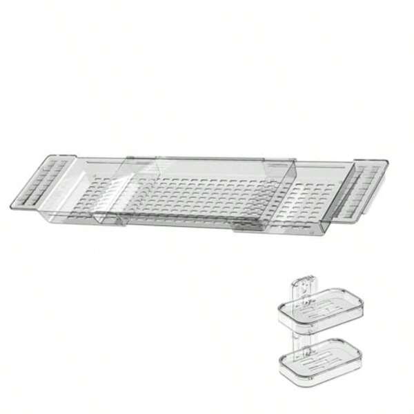 Bathtub Tray Retractable Bathtub Rack Trays Multifunction StorageTub Shelf Bath Tub Tray Table Bath Tub Organizer Acrylic Companion Bathroom For Home Bathtubed Relaxing Spa
